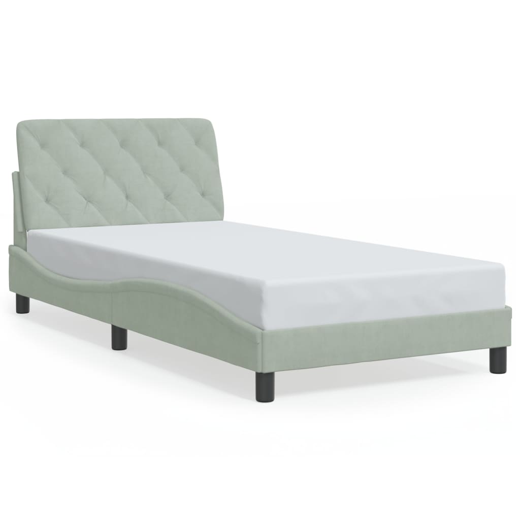 Cadre de lit sans matelas gris clair 100x200 cm velours - XIOS