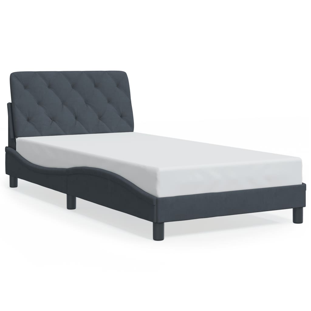 Cadre de lit sans matelas gris foncé 100x200 cm velours - XIOS