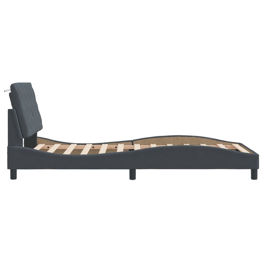 Cadre de lit sans matelas gris foncé 100x200 cm velours - XIOS