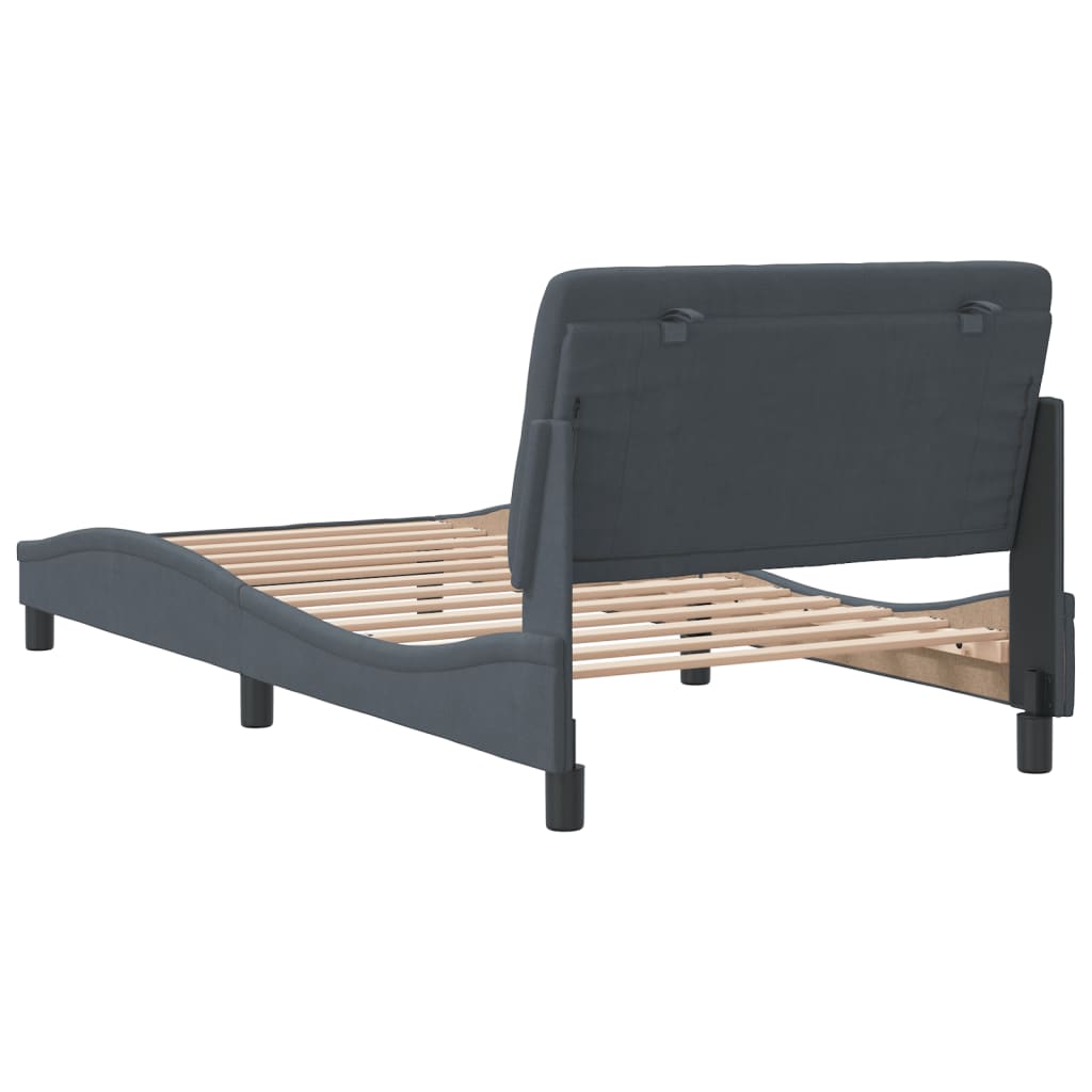 Cadre de lit sans matelas gris foncé 100x200 cm velours - XIOS