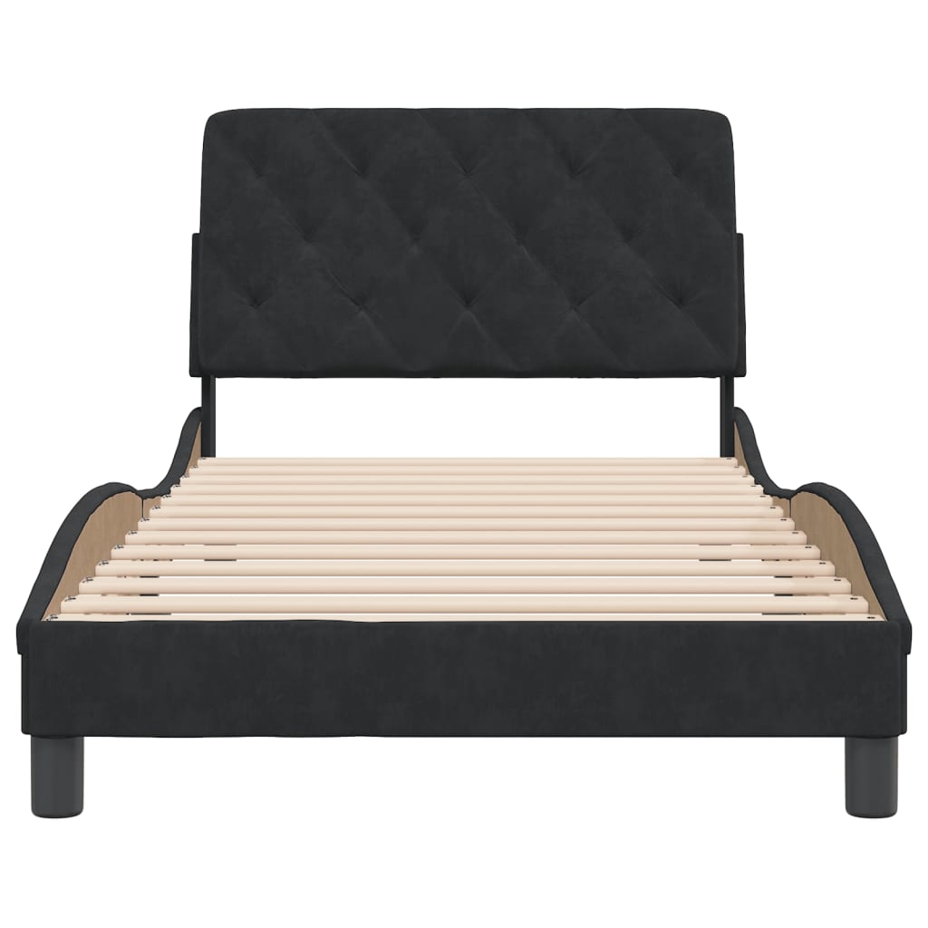 Cadre de lit sans matelas noir 100x200 cm velours - XIOS