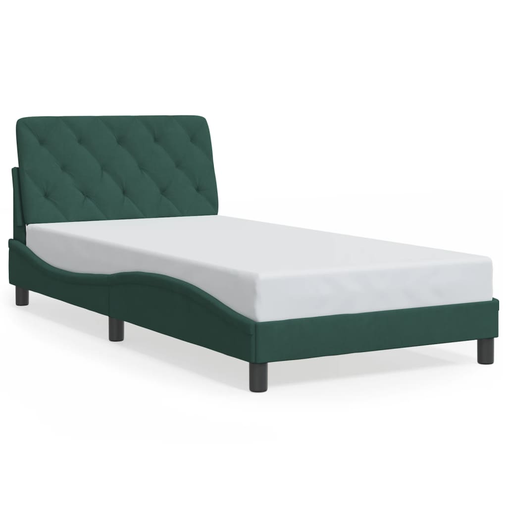Cadre de lit sans matelas vert foncé 100x200 cm velours - XIOS