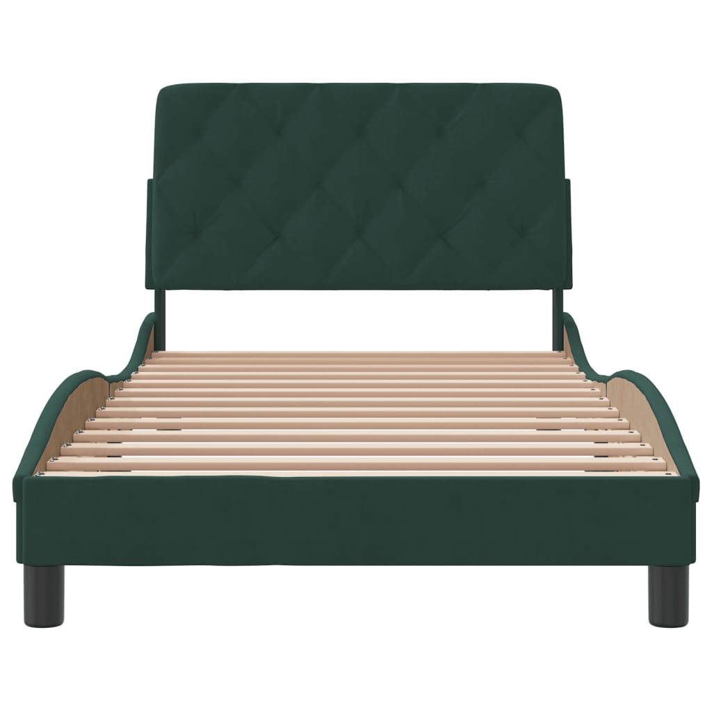 Cadre de lit sans matelas vert foncé 100x200 cm velours - XIOS
