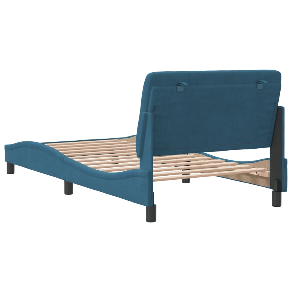 Cadre de lit sans matelas bleu 100x200 cm velours - XIOS