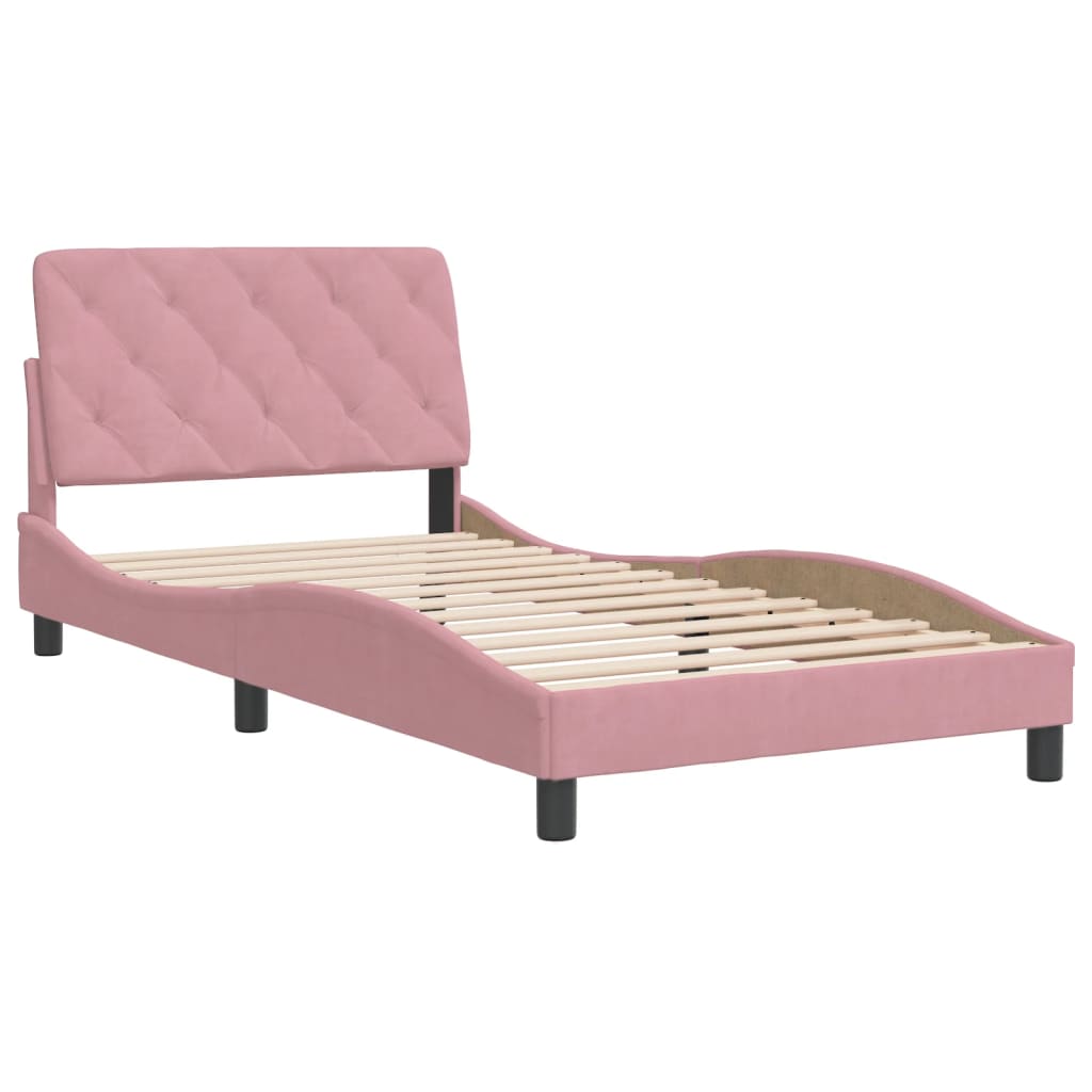Cadre de lit sans matelas rose 100x200 cm velours - XIOS