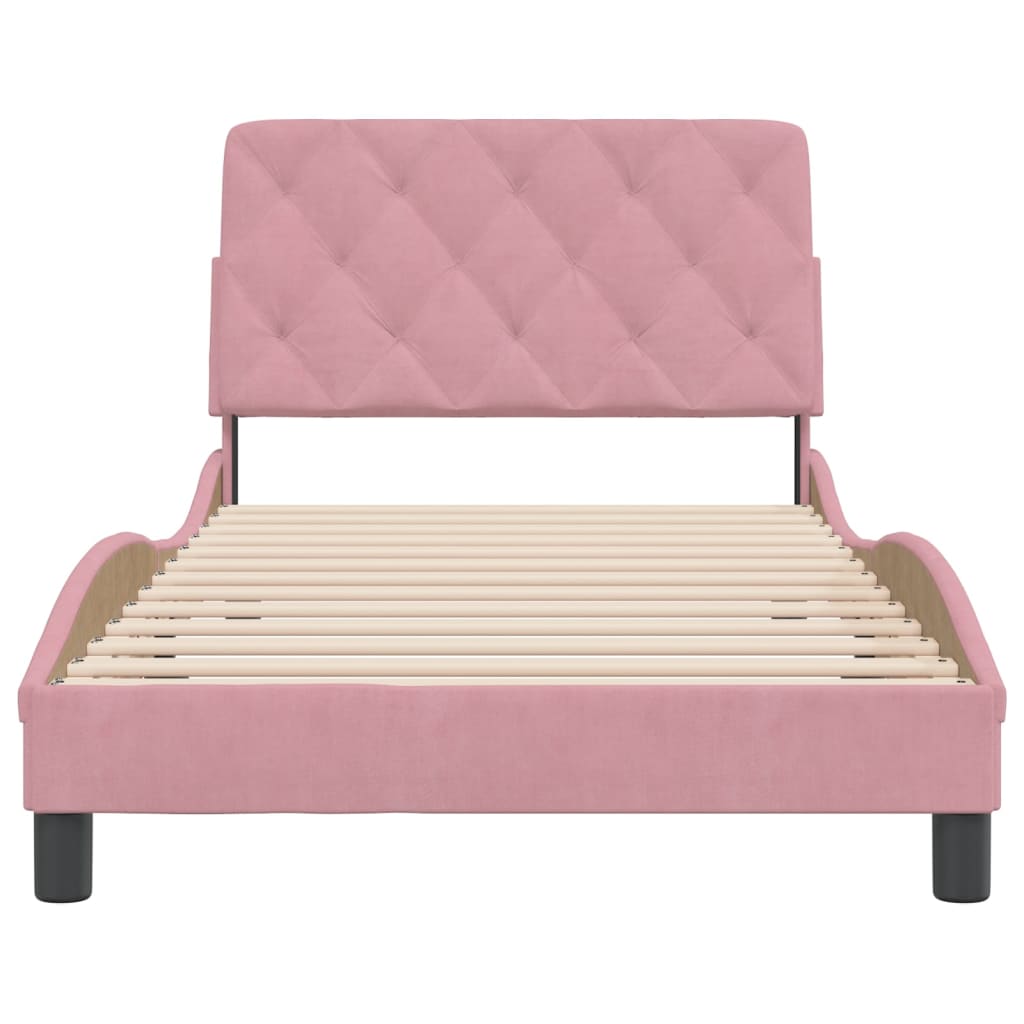 Cadre de lit sans matelas rose 100x200 cm velours - XIOS