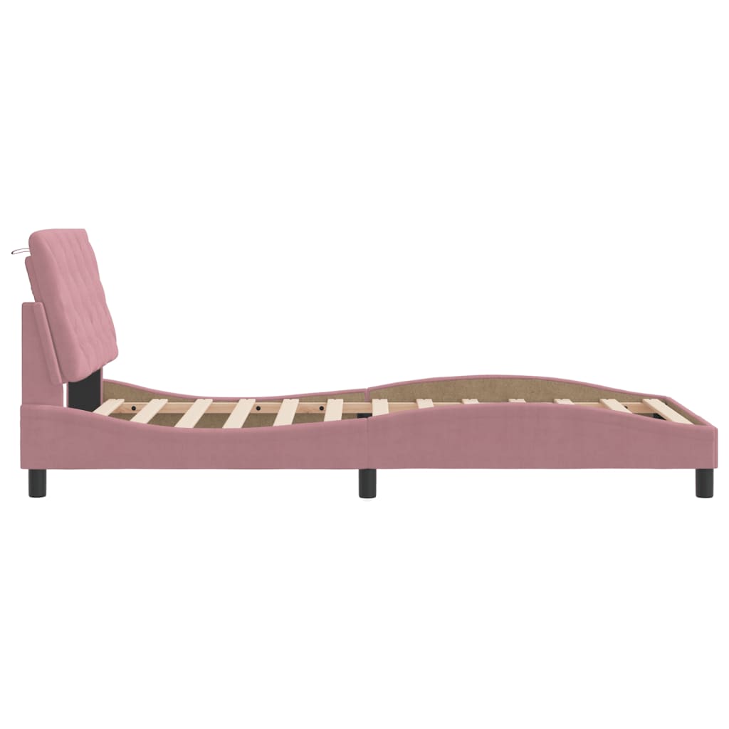 Cadre de lit sans matelas rose 100x200 cm velours - XIOS