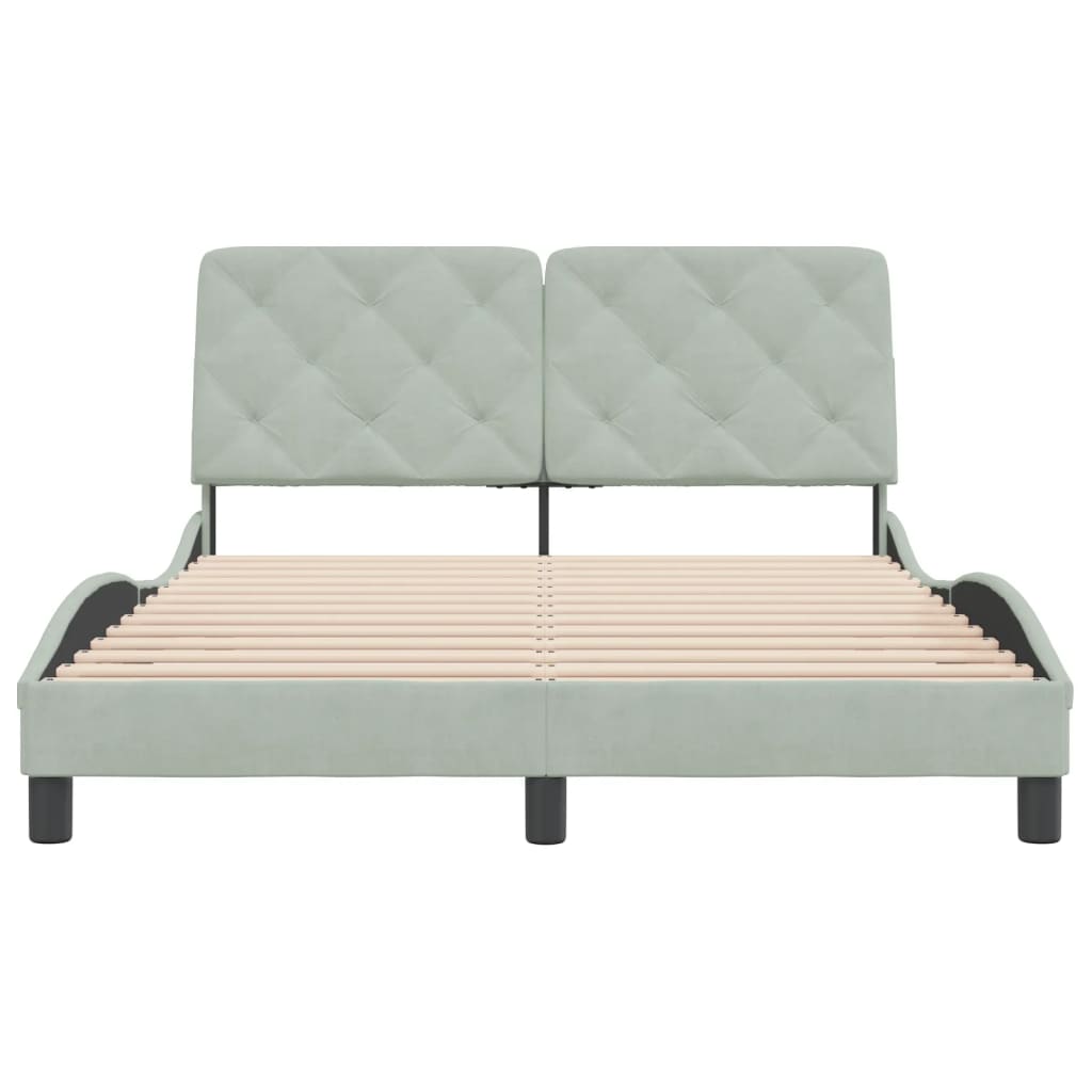 Cadre de lit sans matelas gris clair 120x200 cm velours - XIOS