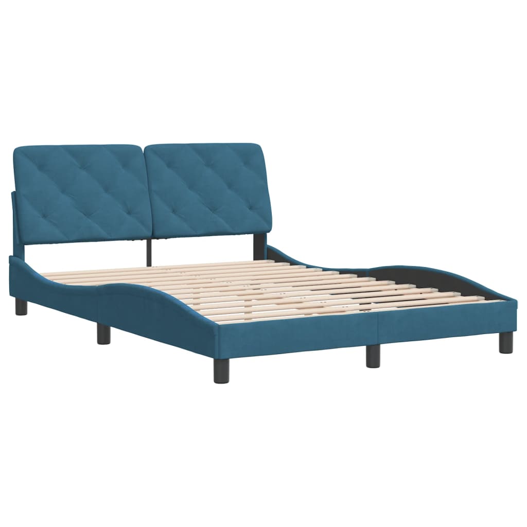 Cadre de lit sans matelas bleu 120x200 cm velours - XIOS