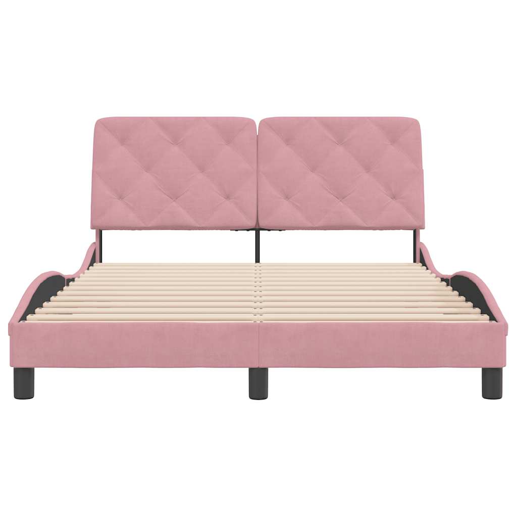 Cadre de lit sans matelas rose 120x200 cm velours - XIOS