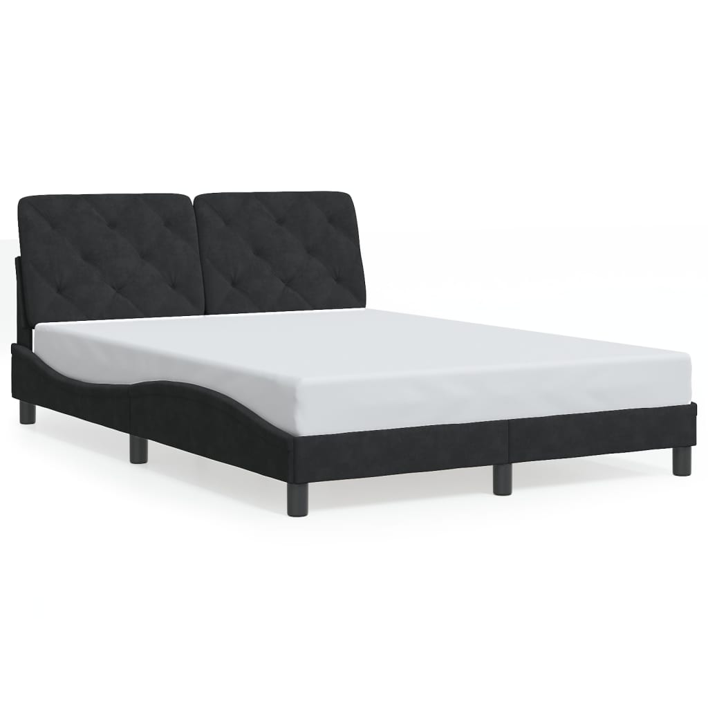 Cadre de lit sans matelas noir 140x190 cm velours - XIOS