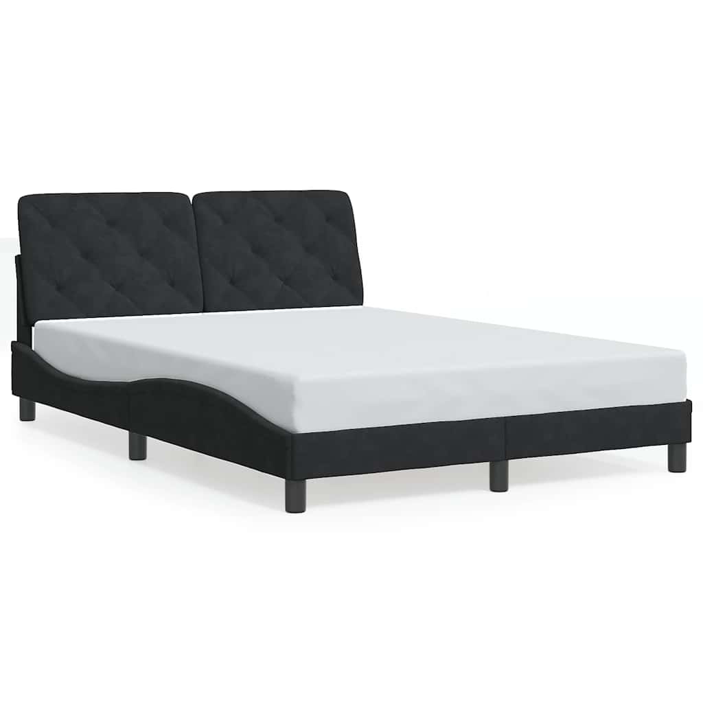 Cadre de lit sans matelas noir 140x190 cm velours - XIOS