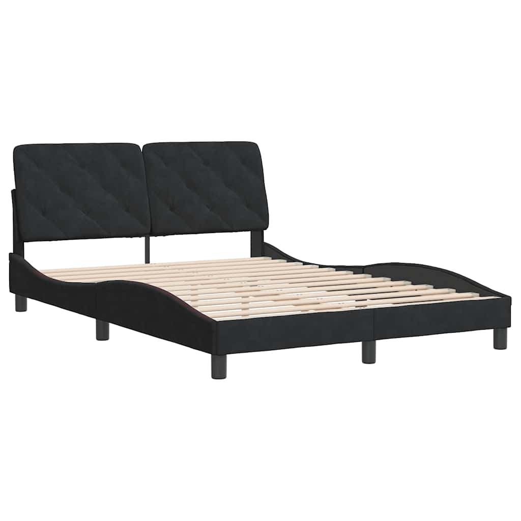 Cadre de lit sans matelas noir 140x190 cm velours - XIOS