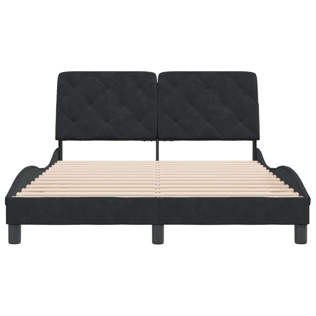 Cadre de lit sans matelas noir 140x190 cm velours - XIOS