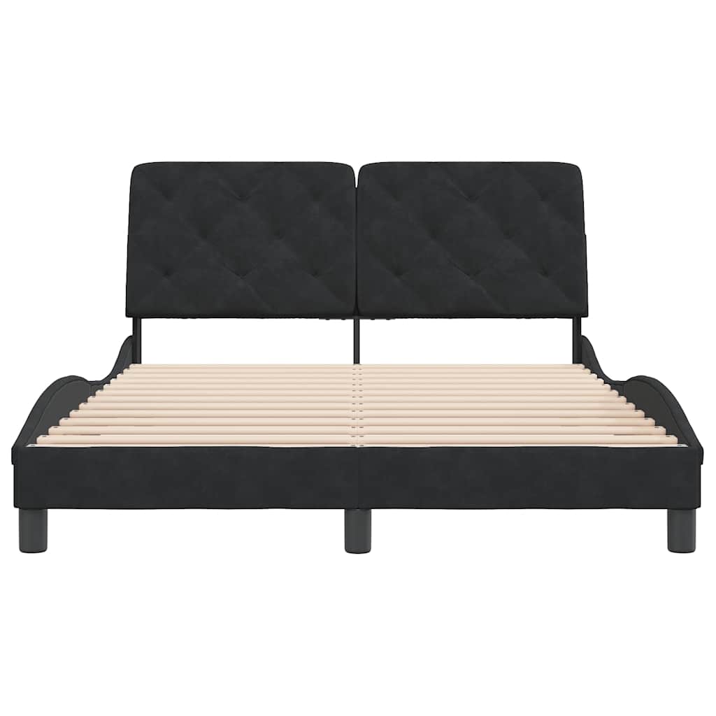 Cadre de lit sans matelas noir 140x190 cm velours - XIOS