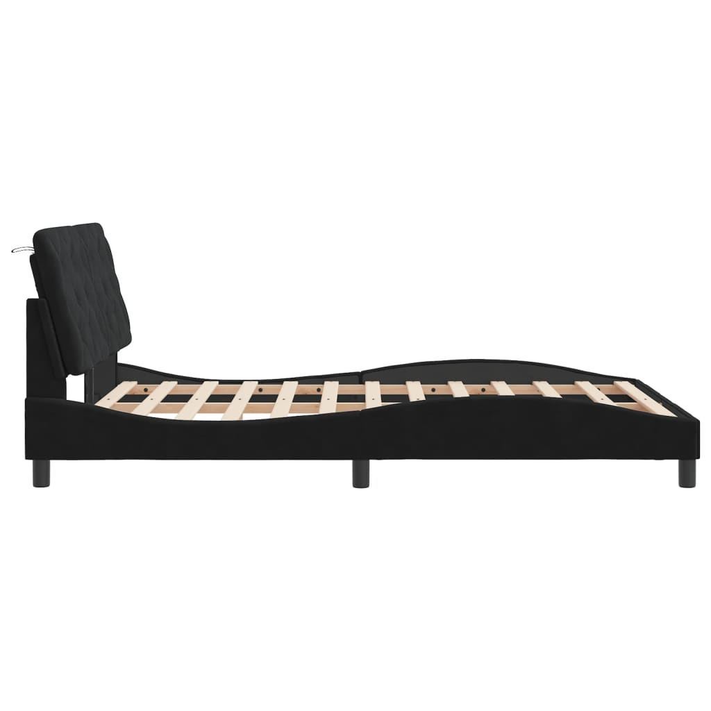 Cadre de lit sans matelas noir 140x190 cm velours - XIOS