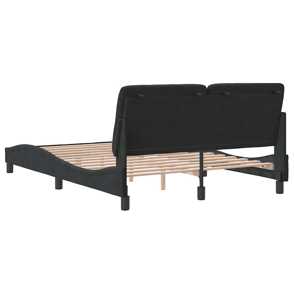 Cadre de lit sans matelas noir 140x190 cm velours - XIOS