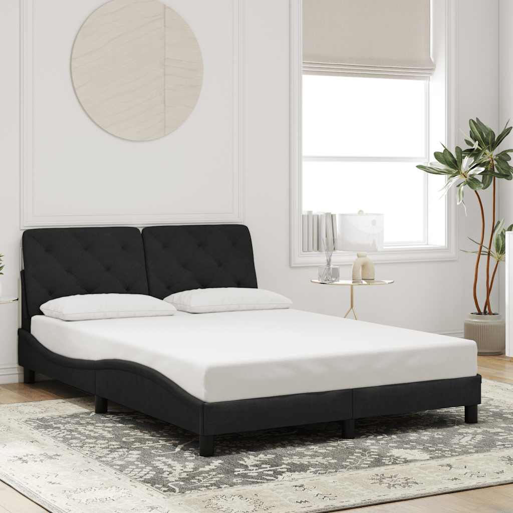 Cadre de lit sans matelas noir 140x190 cm velours - XIOS