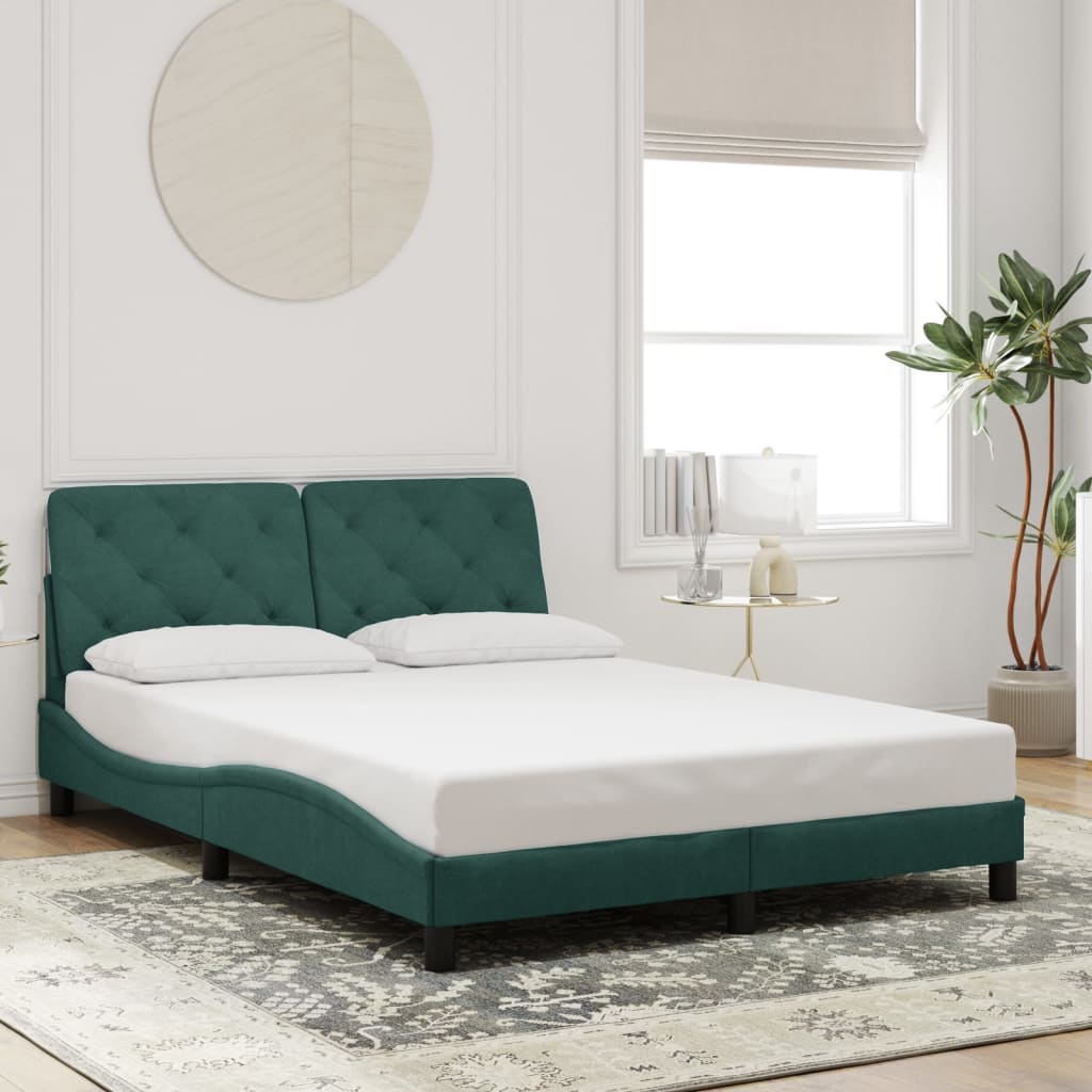Cadre de lit sans matelas vert foncé 140x190 cm velours - XIOS