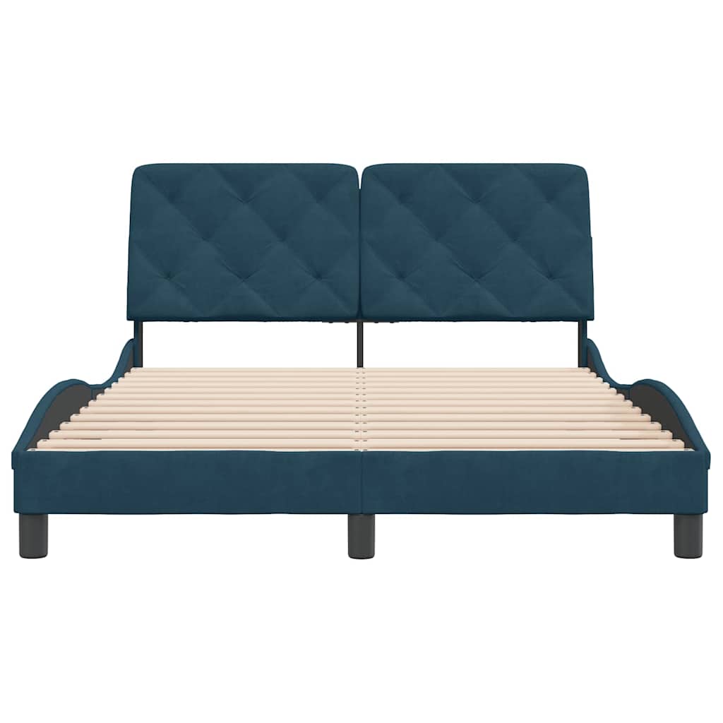 Cadre de lit sans matelas bleu 140x190 cm velours - XIOS