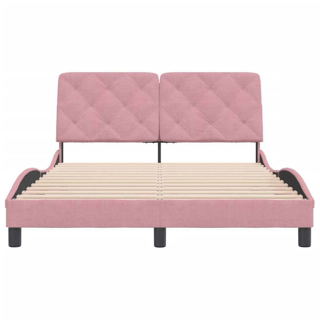 Cadre de lit sans matelas rose 140x190 cm velours - XIOS