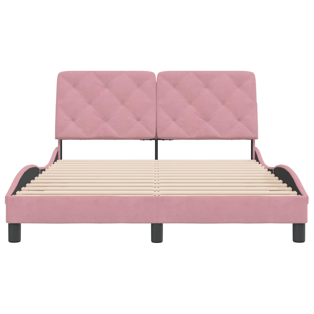 Cadre de lit sans matelas rose 140x190 cm velours - XIOS