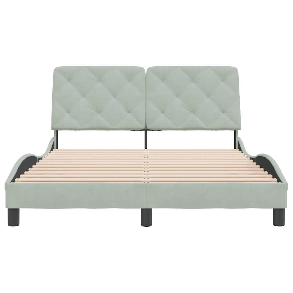 Cadre de lit sans matelas gris clair 140x200 cm velours - XIOS