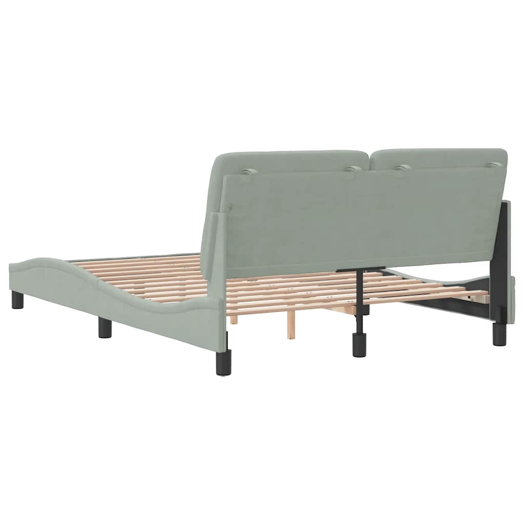 Cadre de lit sans matelas gris clair 140x200 cm velours - XIOS