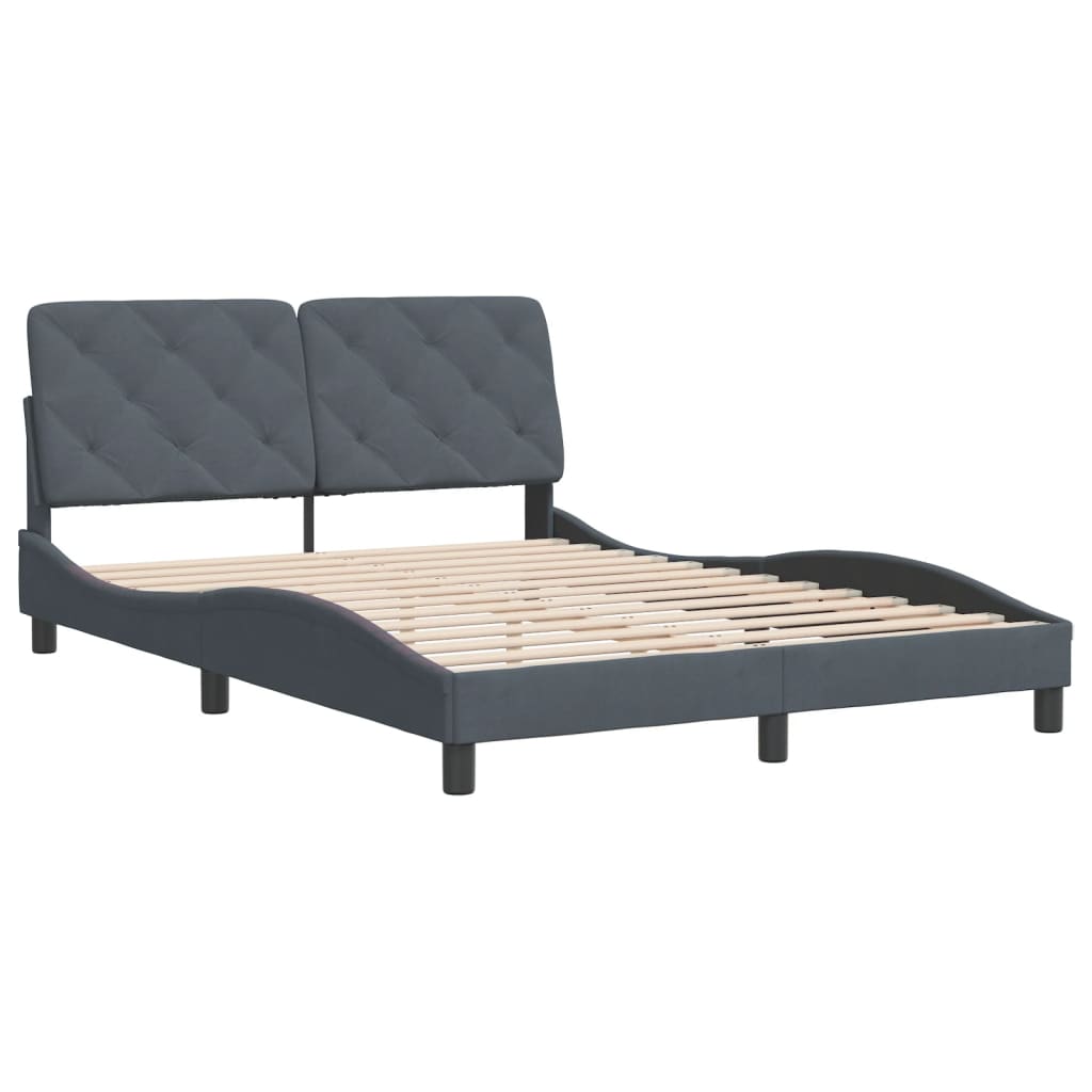 Cadre de lit sans matelas gris foncé 140x200 cm velours - XIOS