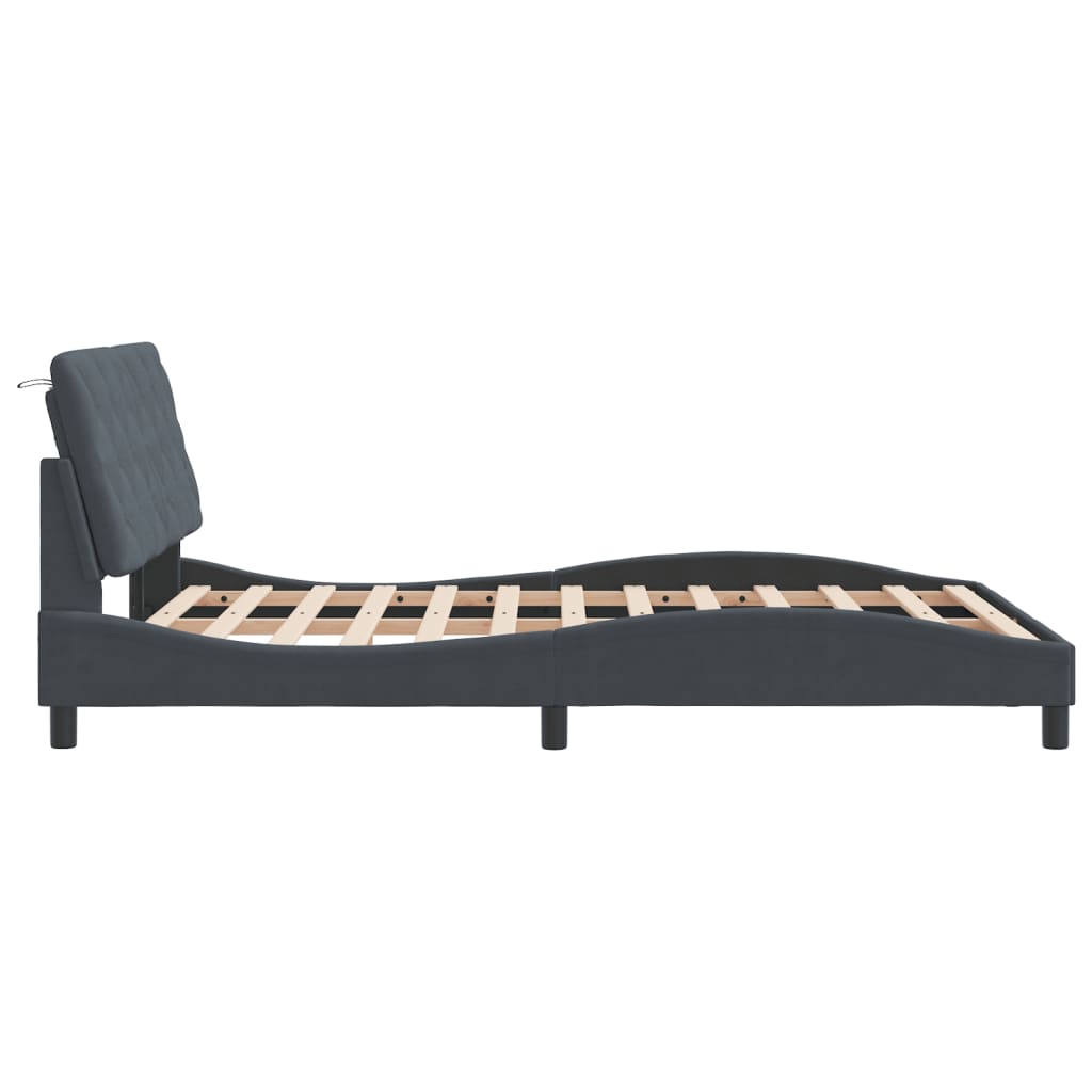Cadre de lit sans matelas gris foncé 140x200 cm velours - XIOS