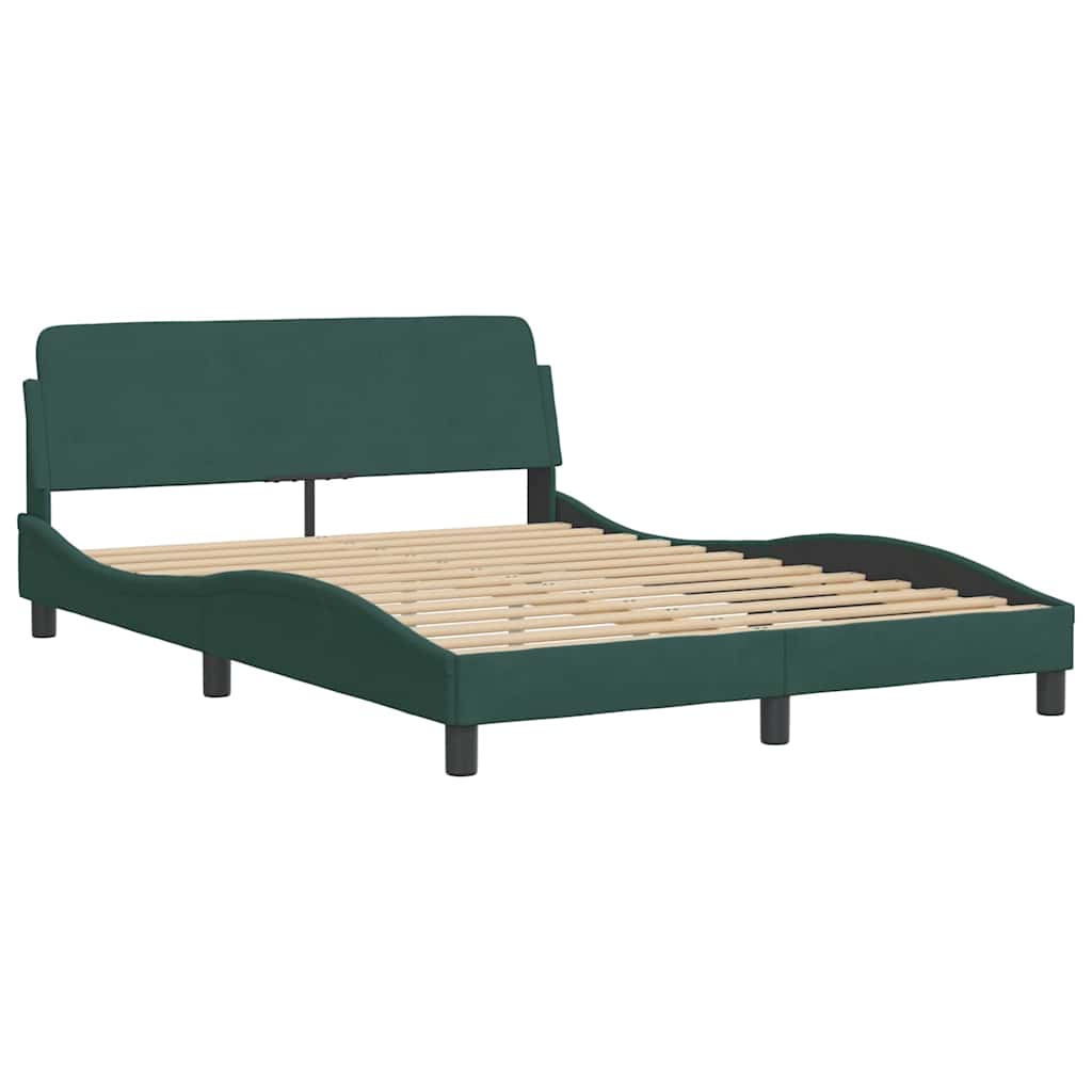 Cadre de lit sans matelas vert foncé 140x200 cm velours - XIOS