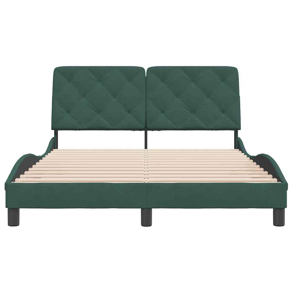 Cadre de lit sans matelas vert foncé 140x200 cm velours - XIOS