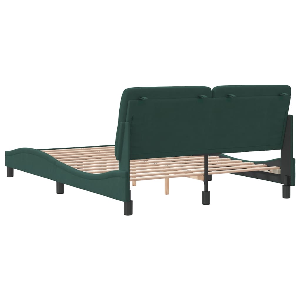 Cadre de lit sans matelas vert foncé 140x200 cm velours - XIOS