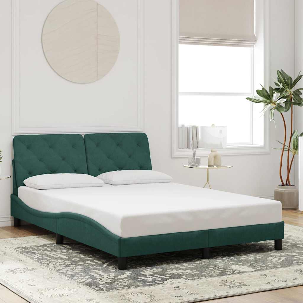 Cadre de lit sans matelas vert foncé 140x200 cm velours - XIOS