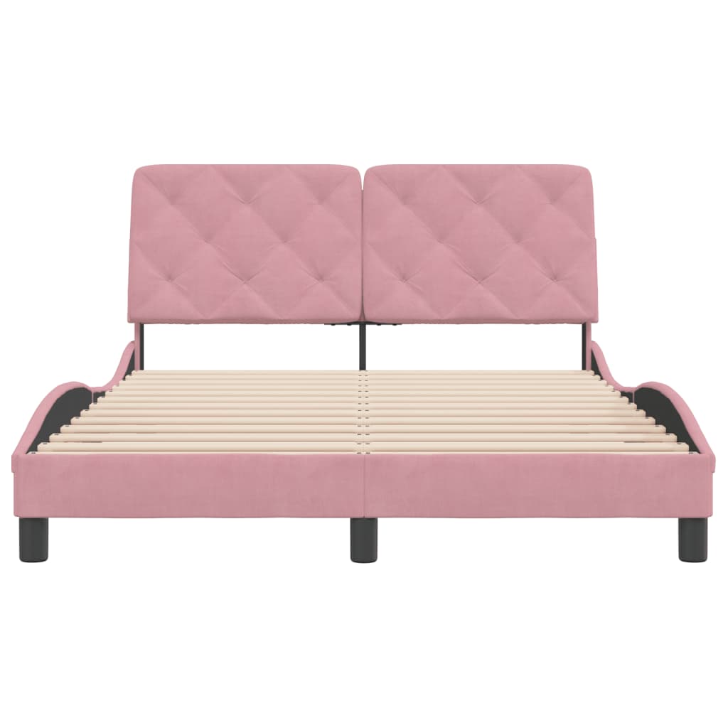Cadre de lit sans matelas rose 140x200 cm velours - XIOS