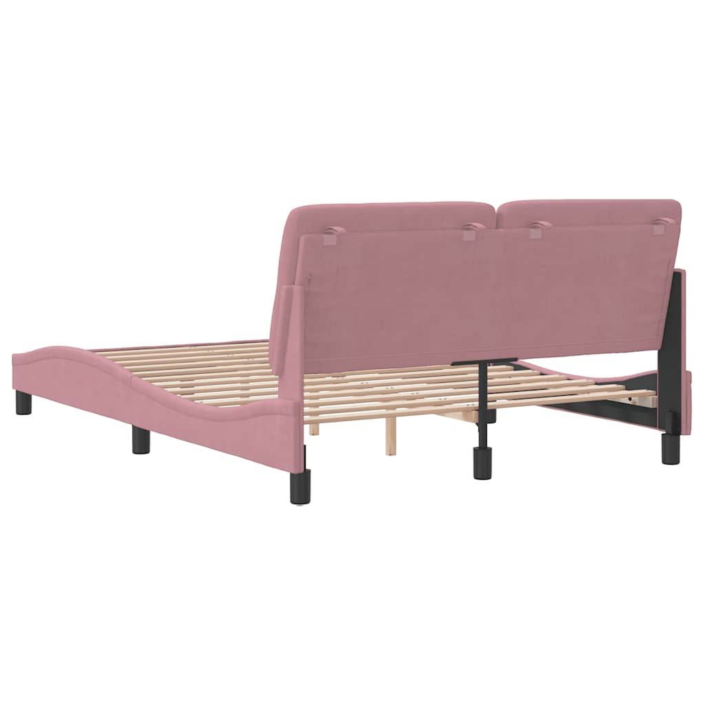 Cadre de lit sans matelas rose 140x200 cm velours - XIOS
