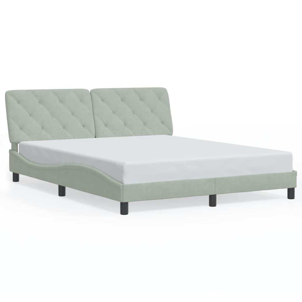 Cadre de lit sans matelas gris clair 160x200 cm velours - XIOS