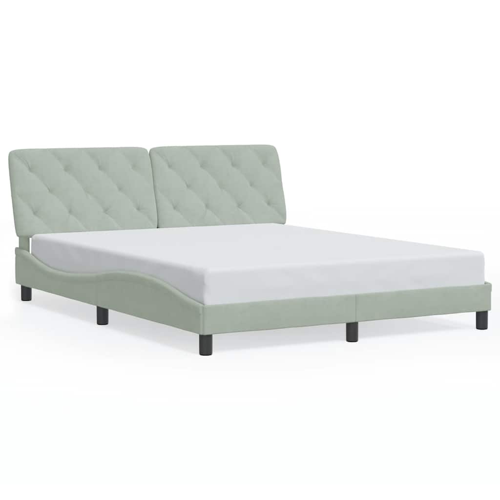 Cadre de lit sans matelas gris clair 160x200 cm velours - XIOS