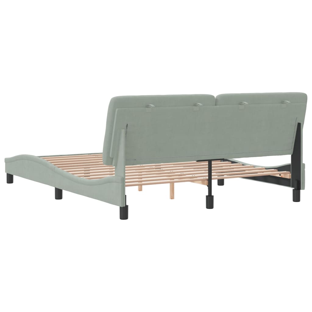 Cadre de lit sans matelas gris clair 160x200 cm velours - XIOS