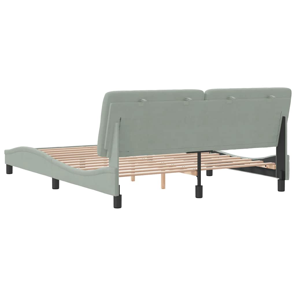 Cadre de lit sans matelas gris clair 160x200 cm velours - XIOS