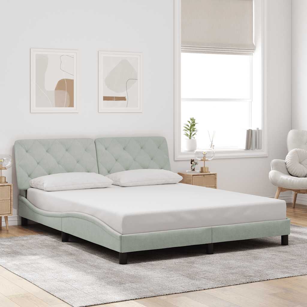 Cadre de lit sans matelas gris clair 160x200 cm velours - XIOS