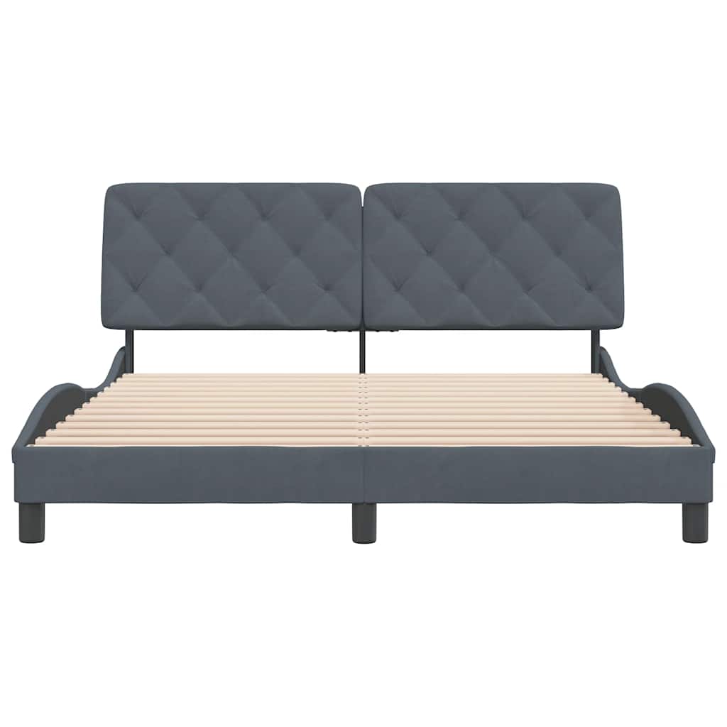Cadre de lit sans matelas gris foncé 160x200 cm velours - XIOS