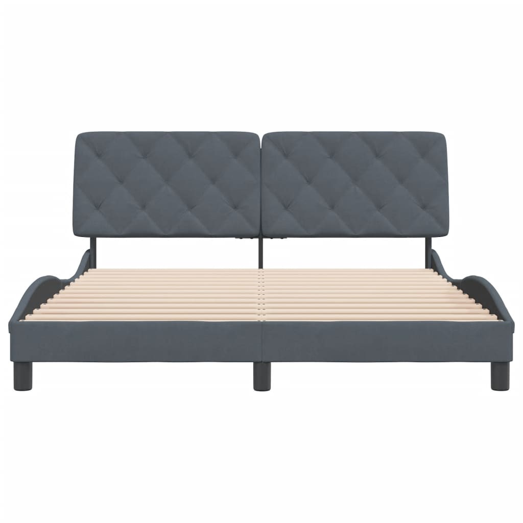 Cadre de lit sans matelas gris foncé 160x200 cm velours - XIOS