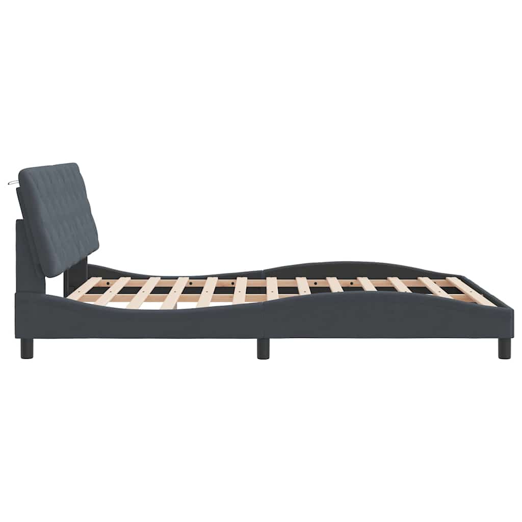 Cadre de lit sans matelas gris foncé 160x200 cm velours - XIOS