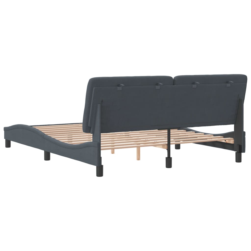 Cadre de lit sans matelas gris foncé 160x200 cm velours - XIOS