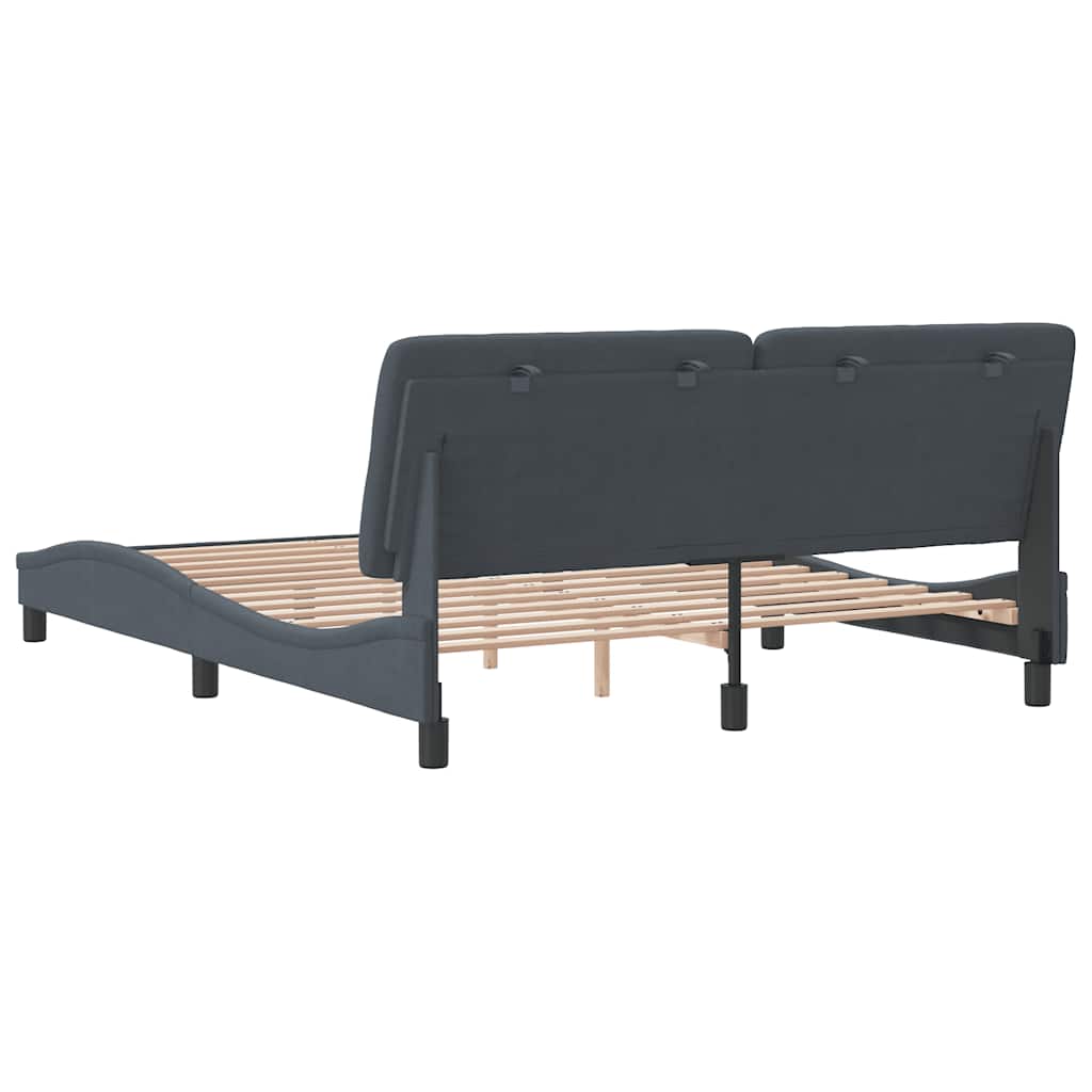 Cadre de lit sans matelas gris foncé 160x200 cm velours - XIOS