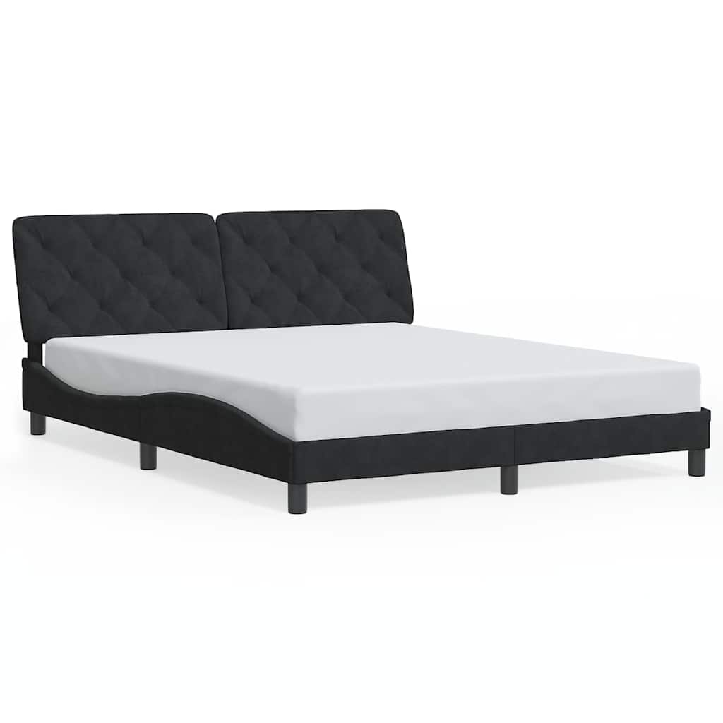 Cadre de lit sans matelas noir 160x200 cm velours - XIOS