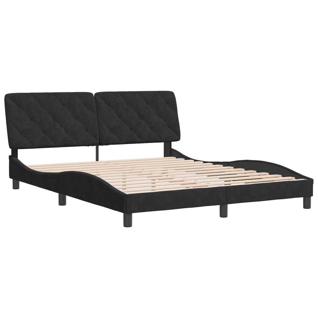 Cadre de lit sans matelas noir 160x200 cm velours - XIOS
