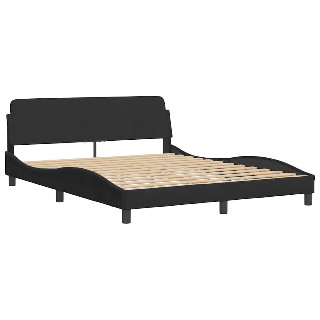 Cadre de lit sans matelas noir 160x200 cm velours - XIOS