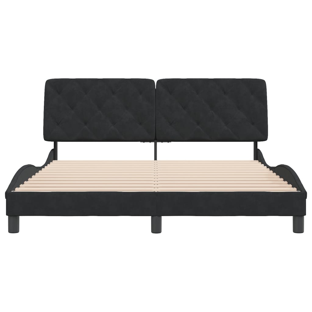 Cadre de lit sans matelas noir 160x200 cm velours - XIOS